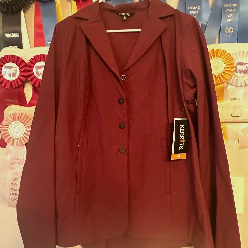 Kerrits NWT Stretch Competitor 4 Button Show Koat Sangria XL